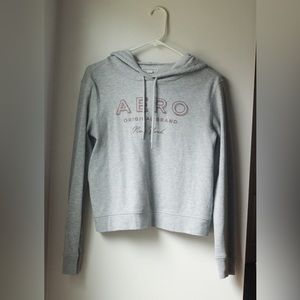 Hoodie, light weight, Aeropostale, grey with pink graphics, size small